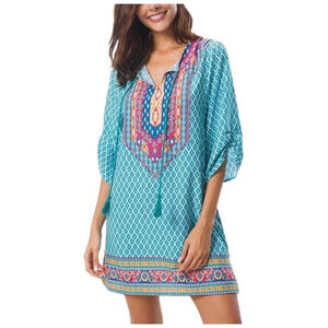 Urban Coco Women's Boho Geometric Mini Dress Swimsuit Coverup Size Medium